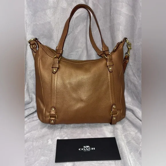 Coach Alexandria Metallic Copper Pebbled Leather Extra Large Two Way Tote - Picture 2 of 10